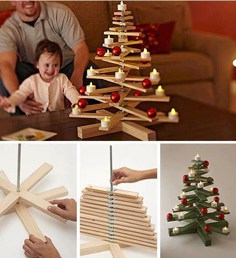 árbol navideño con tablas
