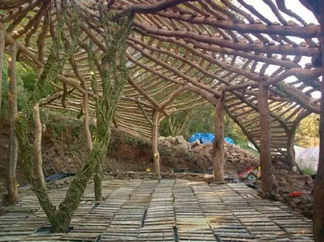 casa hobbit madera estructura