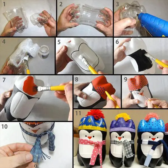 pingüinos botellas de plástico