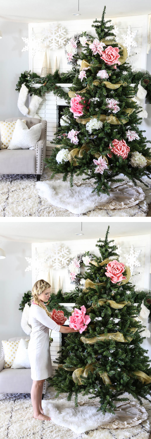 arbolito de navidad con decoración floral