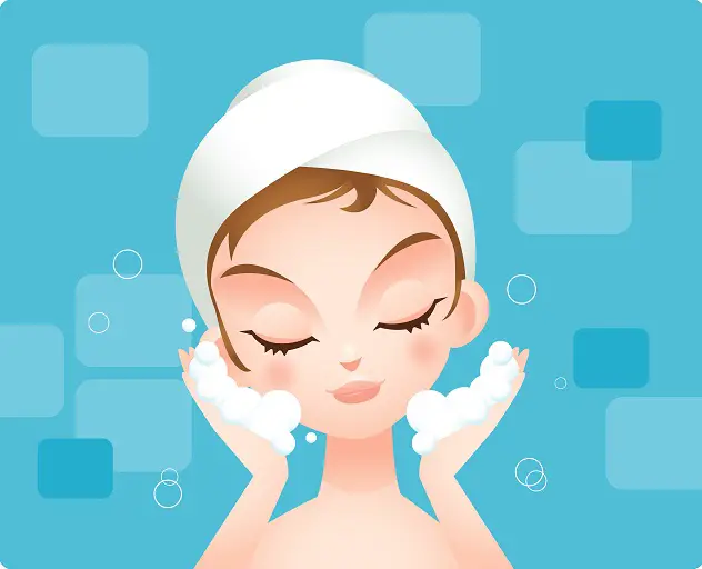 Ilustración de una mujer limpiando su rostro