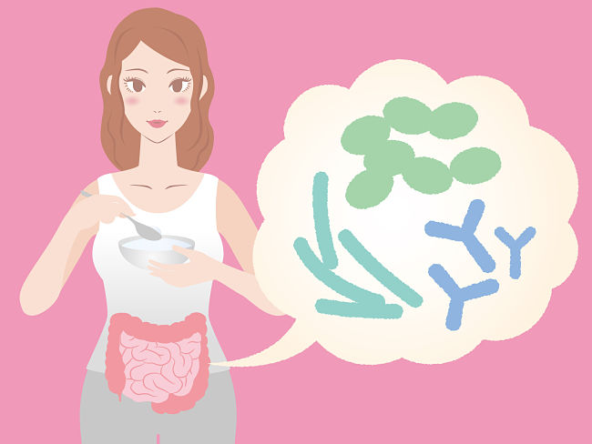 Mujer con flora intestinal sana por consumo de prebióticos