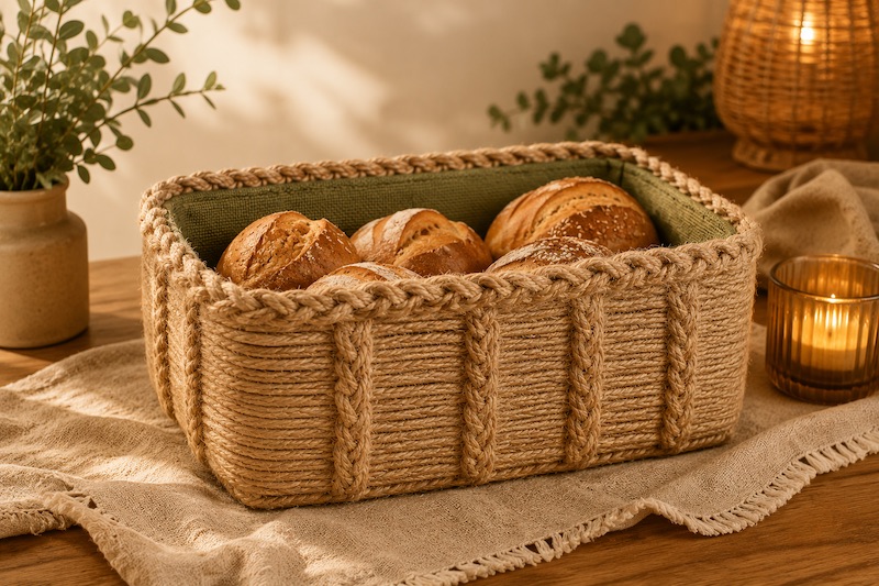 Cómo hacer una canasta de yute con caja de cartón y trenzas decorativas