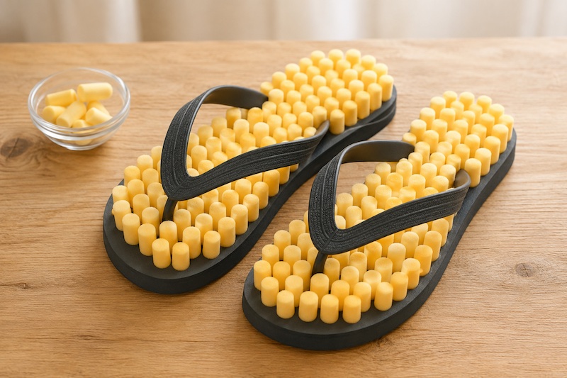 Cómo hacer unas sandalias masajeadoras con tapones de espuma