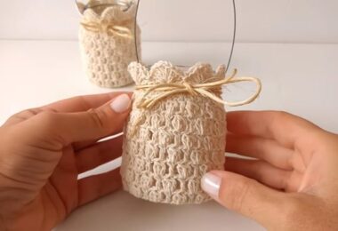 Cómo hacer portavelas al crochet