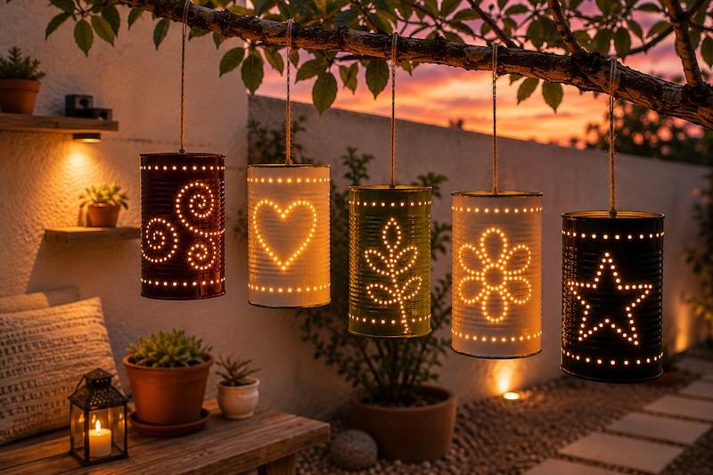 Linternas para jardín con latas recicladas: ideas fáciles y bonitas para iluminar tus noches