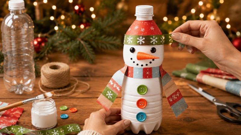 6 muñecos de nieve con botellas que querrás hacer esta Navidad
