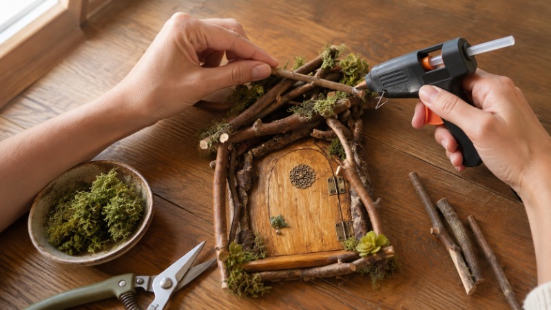 7 ideas para hacer puertas de casas de duendes decorativas con tronquitos