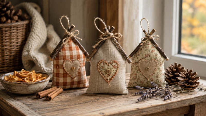 7 ideas de otoño para crear casitas aromáticas de tela