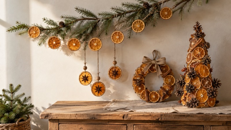15 ideas de ornamentos navideños usando naranjas disecadas