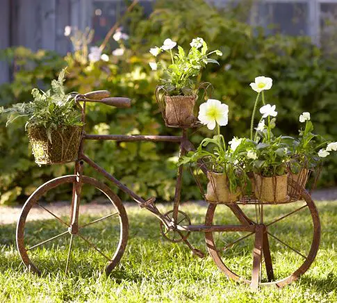 bicicleta maceta decorativos jardín
