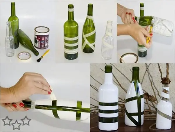 floreros con botellas de cristales