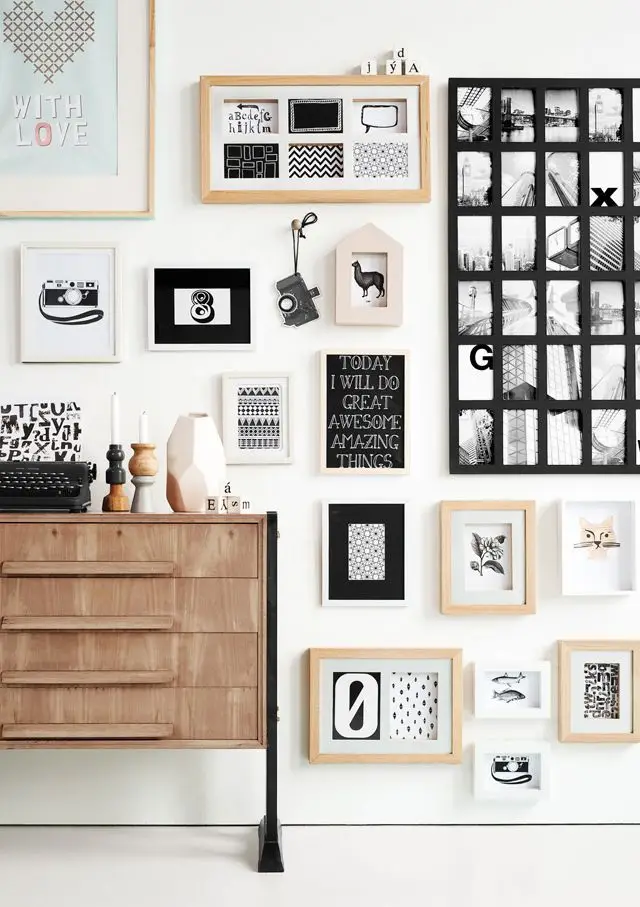 collage de fotografías para la decoración de paredes en el hogar