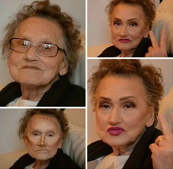 abuela maquillada