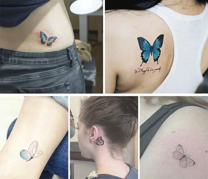 Tatuajes pequeños de mariposas volando