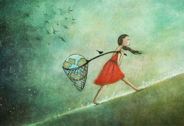 Mujer lleva el mundo en sus manos con la ley de atracción