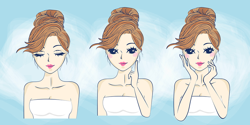 Ilustración de una chica con brillo en la cara
