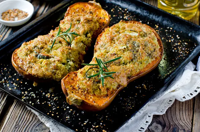 canos de calabación relleno con carne de soja ideal para veganos