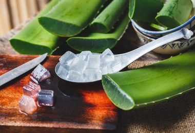 Preparando una receta con aloe vera