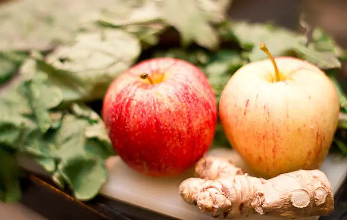 manzana y jengibre para shot de moringa