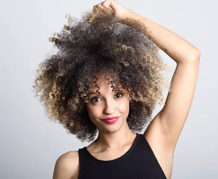 mujer con un estilo de corte afro