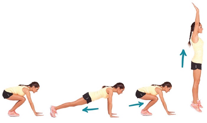 mujeres mayores burpees