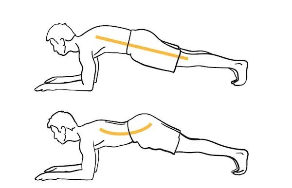 variaciones de plank de inclinación pélvica posterior