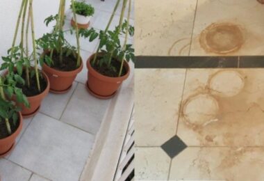 Huelas de macetas y manchas difíciles en el piso