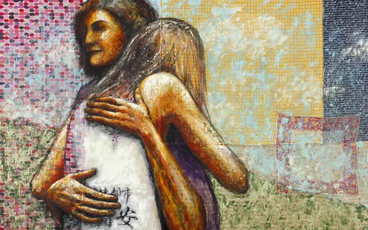 ilustración abrazo de madre e hija perdonándose 
