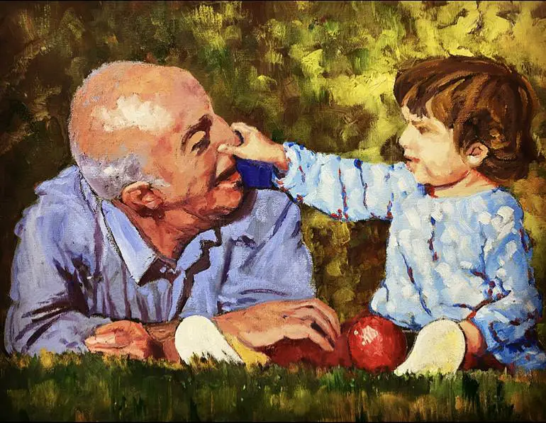pintura de abuelo y nieto