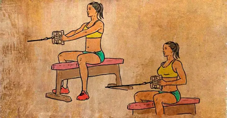 ilustración de entrenamiento con cables para trabajar espalda