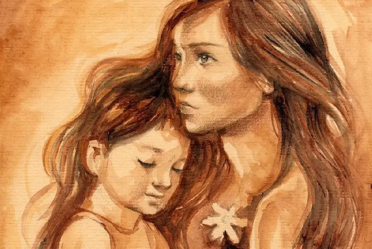 ilustración de madre e hija pintura en acuarela de madre e hija